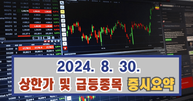 "이 주식 오늘 왜 오른 거야?" 상한가 및 급등종목 증시 요약 (2024년 8월 30일) 2 535