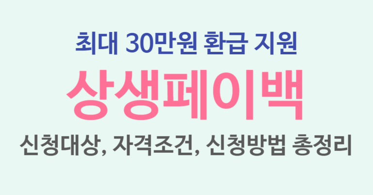 최대 30만원 환급 지원, 상생페이백 신청 및 지원대상, 자격조건, 신청방법 총정리 5 130 1